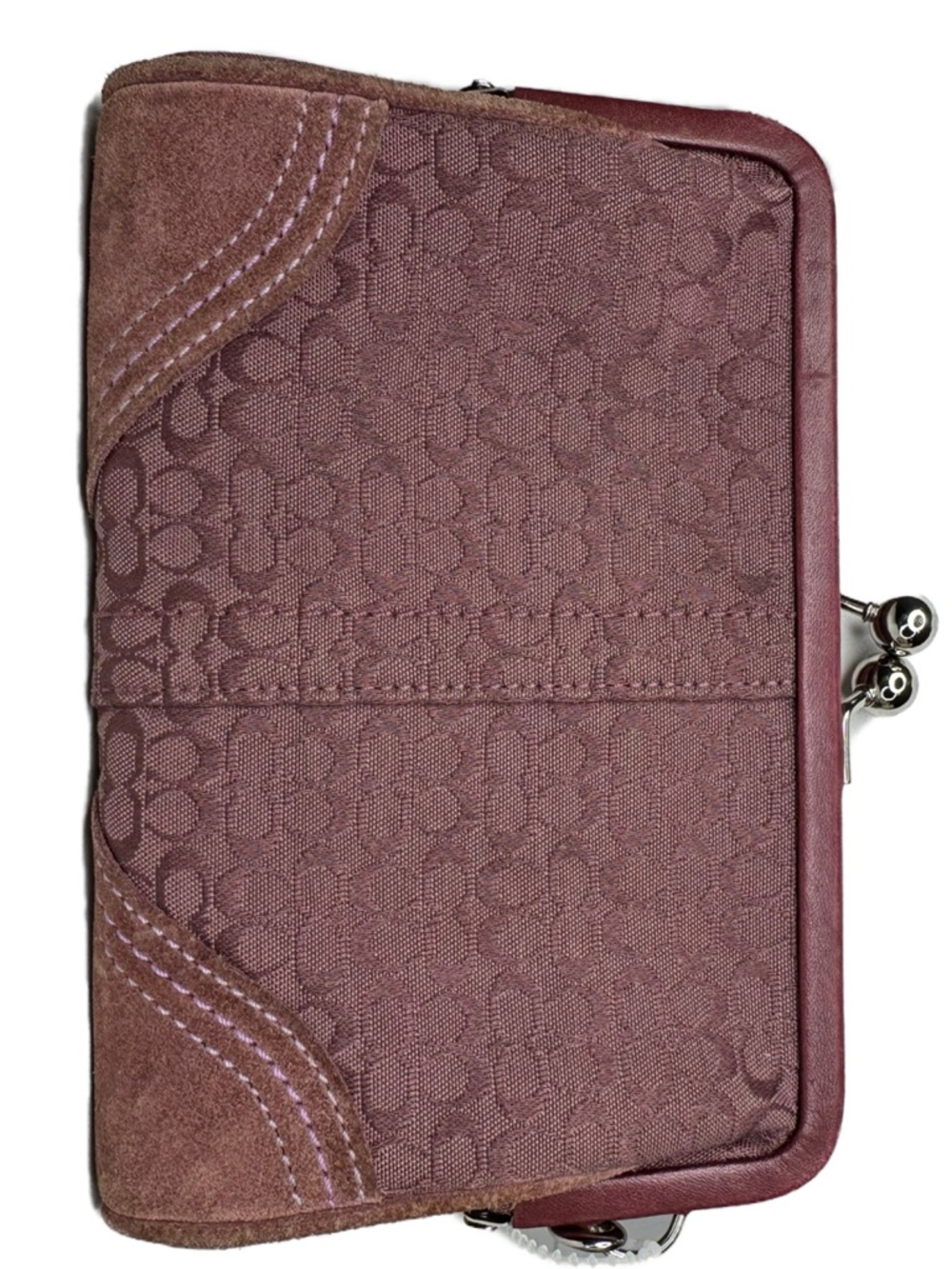 Coach Purple Signature Kisslock Wristlet Pouch Y2K Coin Purse  Bag - Picture 3 of 16